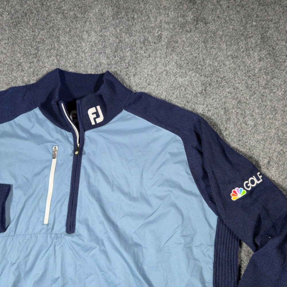 FootJoy NBC Golf 1/4 Zip Pullover Men Large Navy Blue Wind Shell Sweater